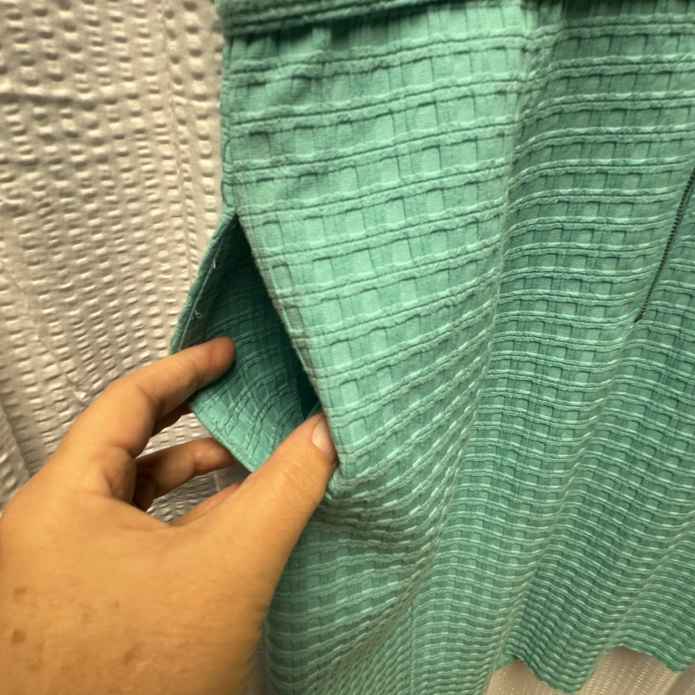Liz‎ Claiborne Aqua Green Sheath Midi Dress Scoop Neck Midi Size 12 Sleeveless - Picture 9 of 11